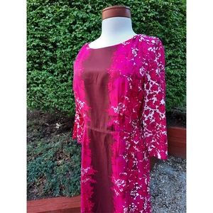 Boden Floral Print Silk Blend Quarter Sleeve Knee Length Dress Sheath Shift 8